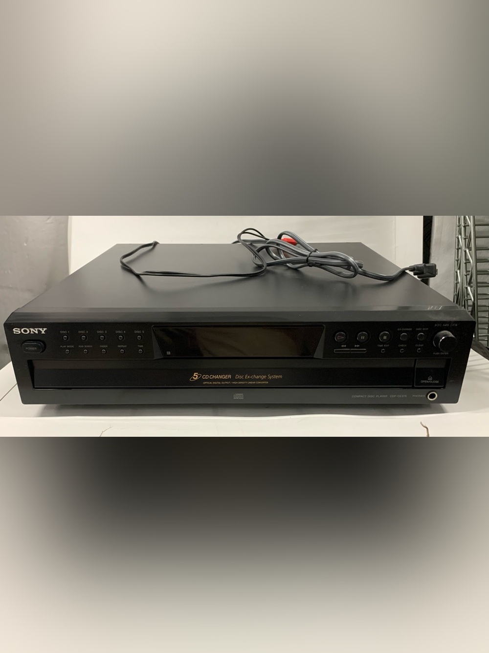 Sony CDP-CE375 5-Disc CD Changer Player Black TOSLINK RCA Headphone